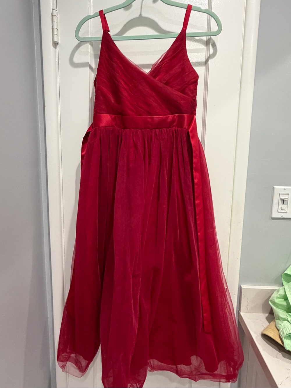 Girls Red Tulle Ball Gown Dress - Picture 4 of 4